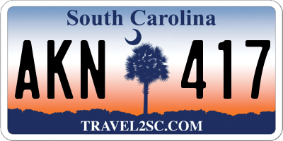 SC license plate AKN417