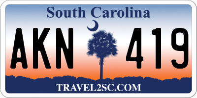 SC license plate AKN419