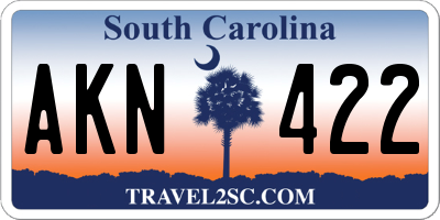 SC license plate AKN422