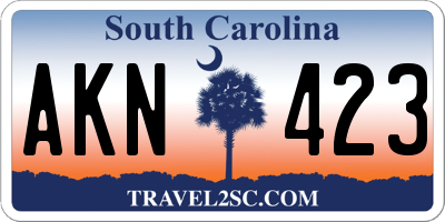 SC license plate AKN423