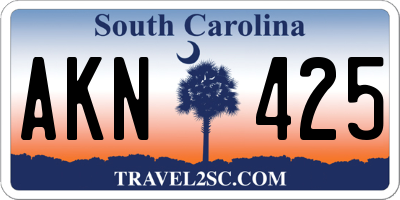 SC license plate AKN425