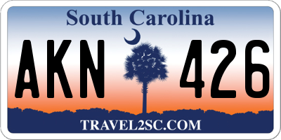 SC license plate AKN426