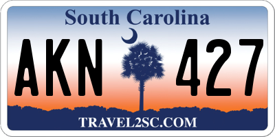 SC license plate AKN427