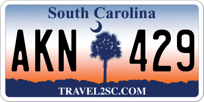 SC license plate AKN429