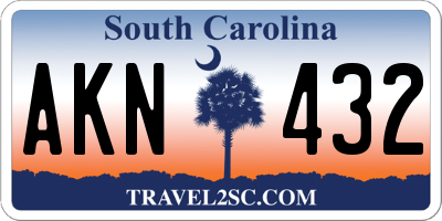 SC license plate AKN432