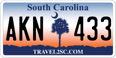 SC license plate AKN433