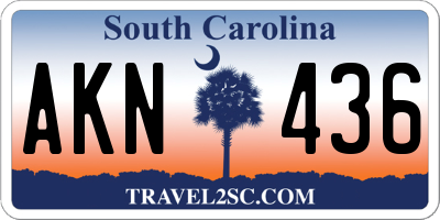 SC license plate AKN436