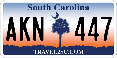 SC license plate AKN447
