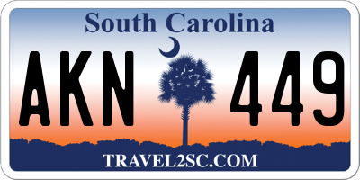 SC license plate AKN449
