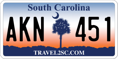 SC license plate AKN451