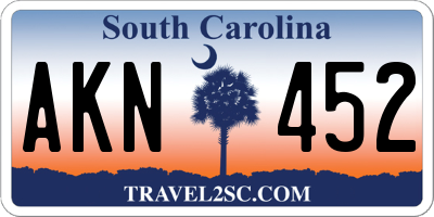 SC license plate AKN452