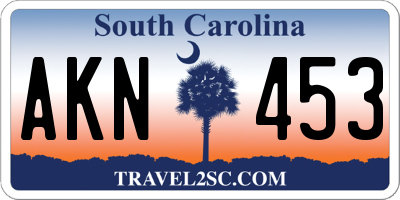 SC license plate AKN453