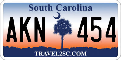 SC license plate AKN454