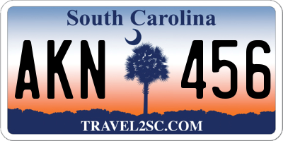 SC license plate AKN456
