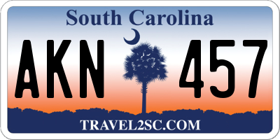 SC license plate AKN457