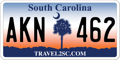 SC license plate AKN462