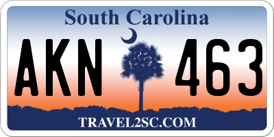 SC license plate AKN463