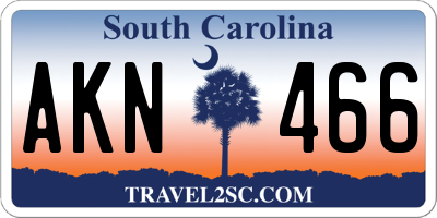 SC license plate AKN466