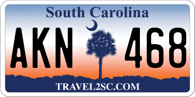 SC license plate AKN468