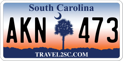 SC license plate AKN473