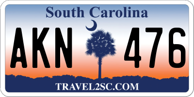 SC license plate AKN476