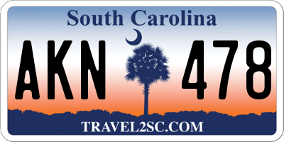SC license plate AKN478