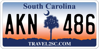 SC license plate AKN486