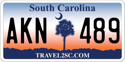 SC license plate AKN489