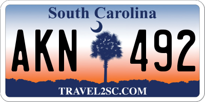 SC license plate AKN492