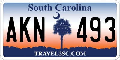 SC license plate AKN493