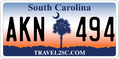 SC license plate AKN494