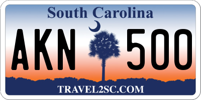SC license plate AKN500