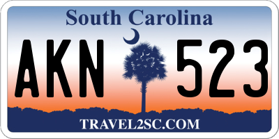 SC license plate AKN523