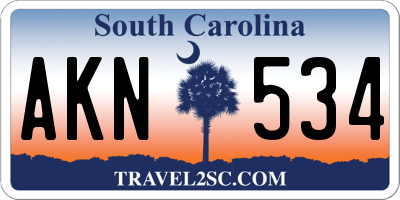 SC license plate AKN534