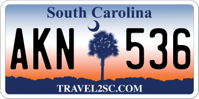 SC license plate AKN536