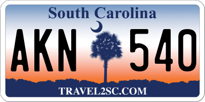 SC license plate AKN540
