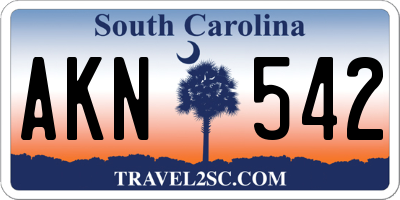 SC license plate AKN542