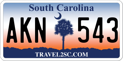 SC license plate AKN543