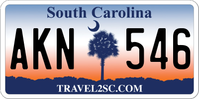 SC license plate AKN546