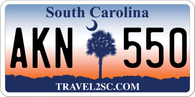 SC license plate AKN550