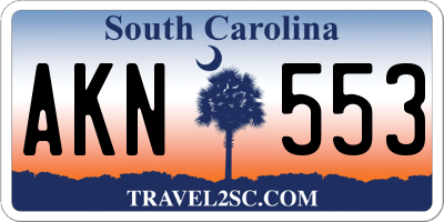 SC license plate AKN553