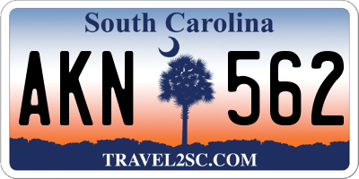 SC license plate AKN562