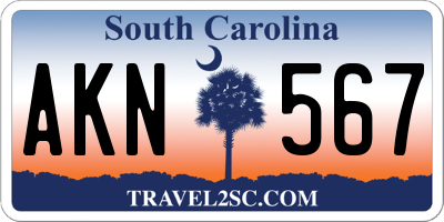 SC license plate AKN567
