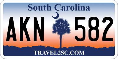 SC license plate AKN582