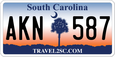 SC license plate AKN587