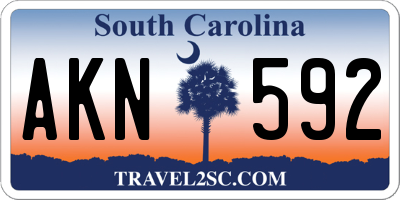 SC license plate AKN592