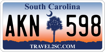 SC license plate AKN598