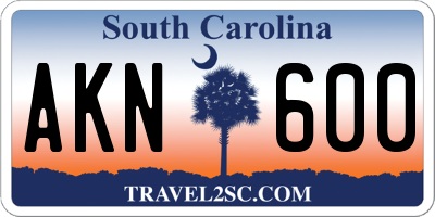 SC license plate AKN600