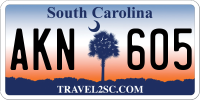 SC license plate AKN605