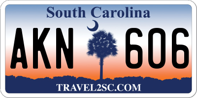 SC license plate AKN606